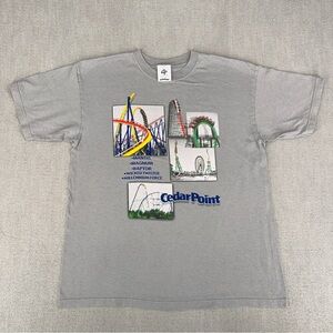 Y2K Cedar Point Millennium Force Shirt L Roller Coaster Amusement Park Tee Gray